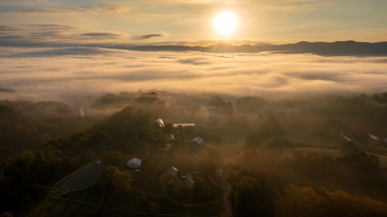 Sunrise drone farmland Virginia